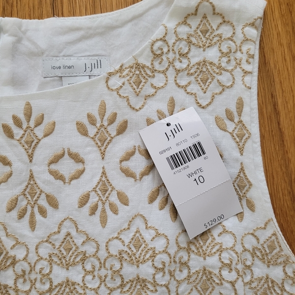 NWT J. JILL EMBROIDERED LOVE LINEN DRESS - Picture 3 of 4